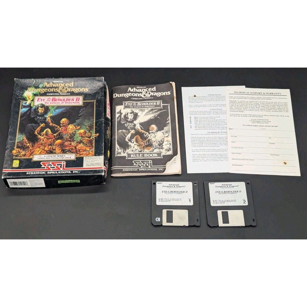 SSI AD&D Dungeons and Dragons Eye of the Beholder II IBM Big Box PC 3.5"